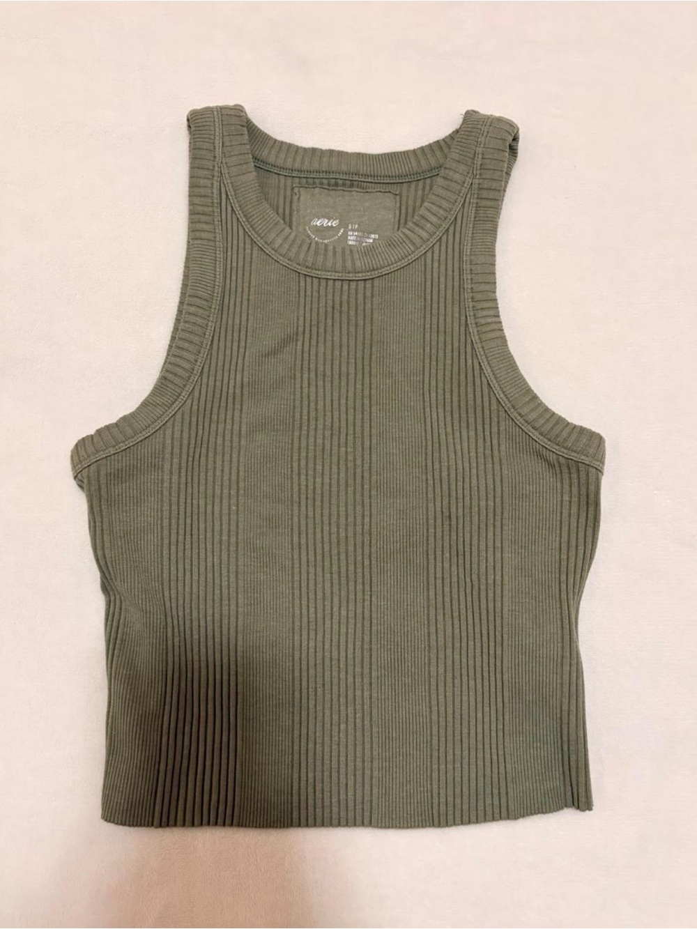 Aerie Olive Ribbed Tank Top